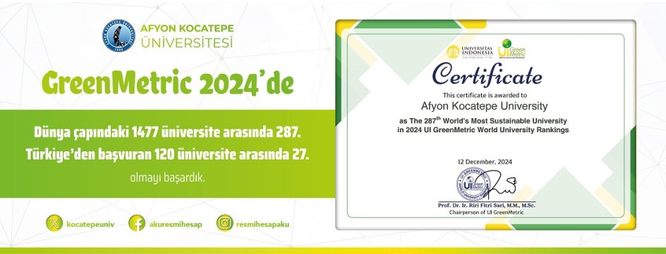 Üniversitemiz GreenMetric sıralaması…